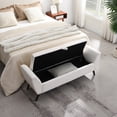thumbnail image 3 of Dtwnek Upholstered Storage Bench with Wood Legs, 60'' Storage Ottoman for Living Room, Bedroom, Cream White, 3 of 9