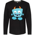thumbnail image 3 of Inktastic Cute Monster, Blue Monster, Funny Monster, Horns Long Sleeve T-Shirt, 3 of 5