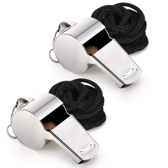 Fya Silbato Silbato deportivo súper ruidoso de acero inoxidable con cordón perfecto para árbitros, entrenadores, policías, deportes al aire libre, emergencia