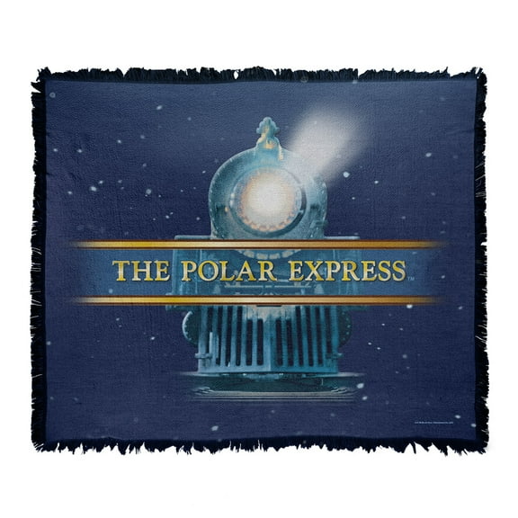 Polar Express Blanket, 50'x60' Train Logo Woven Tapestry Cotton Blend Fringed Throw