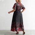 thumbnail image 4 of Dresses for Women Plus Size Casual Loose Large Neck Printed Lace Up Holiday Style Large Skirt Hem Dress, 4 of 6