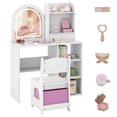 thumbnail image 1 of Costway Kids Vanity Set Princess Girls Makeup Vanity Desk with 3-Color LED Lighted Mirror White, 1 of 9