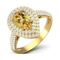 thumbnail image 2 of 3.46 Ctw Citrine Gemstone 925 Sterling Silver Gold Vermeil Pear Shape Halo Valentines Day Gifts Ring, 2 of 4
