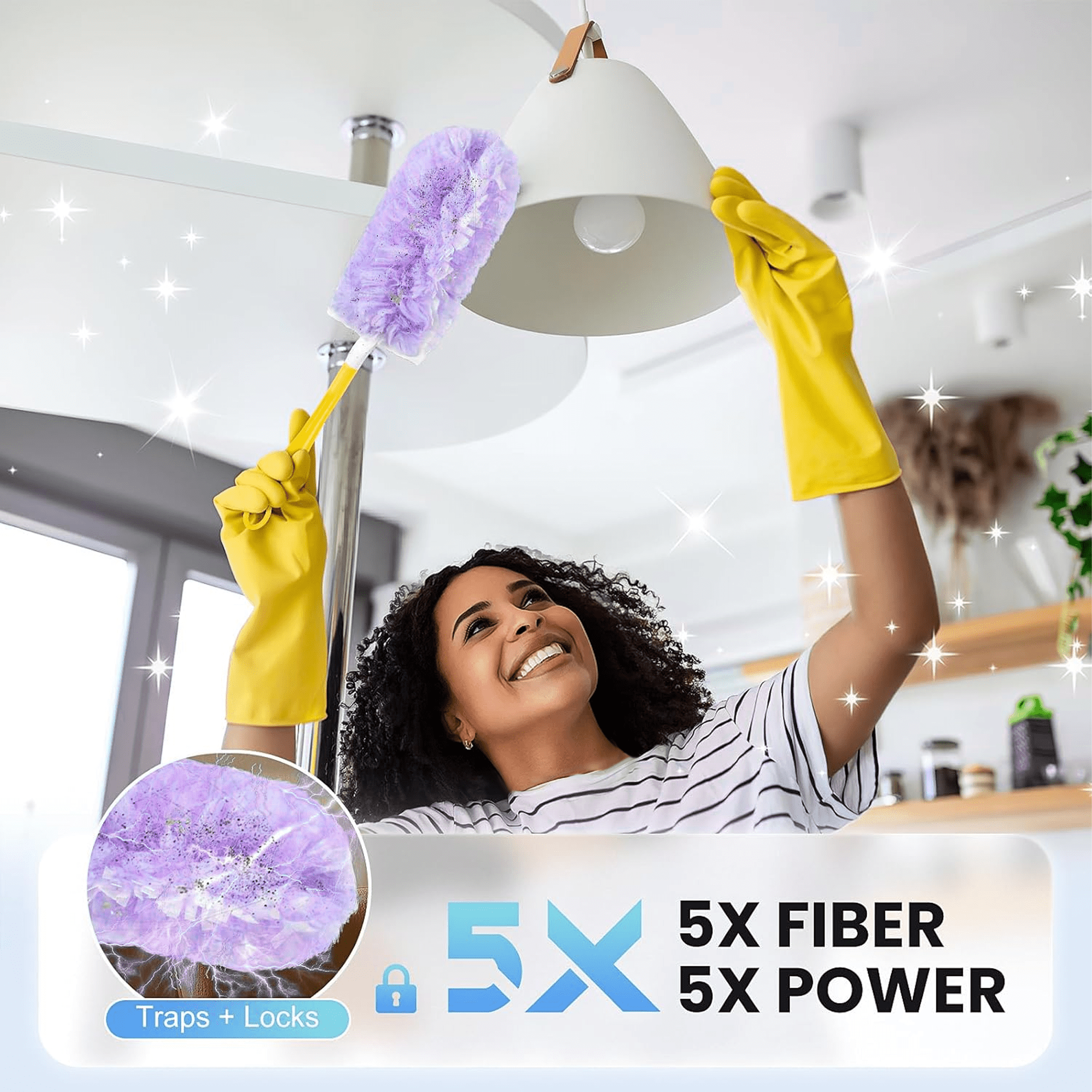 Heavy Duty Duster Refills for SwifferDuster, 30 pcs with Handle & Extendable Handle*1 , Multisurface 360° Dusters with 4X Microfibers(Purple) Heavy Duty Duster Refills for SwifferDuster, 30 pcs with Handle & Extendable Handle*1 , Multisurface 360° Dusters with 4X Microfibers(Purple) - Image 7