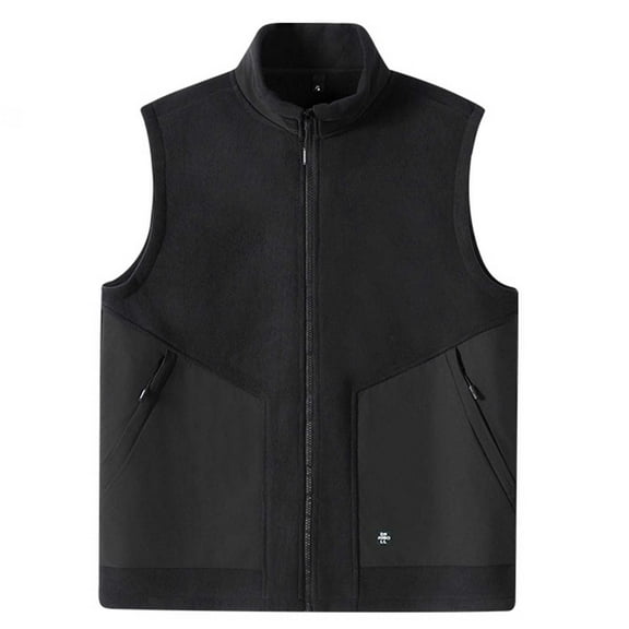 AnuYalue Men's Big and Tall Vest Casual Fleece Zip Up Warm Vests Winter Thick Stand Collar Sleeveless Jacket for Hiking Travel