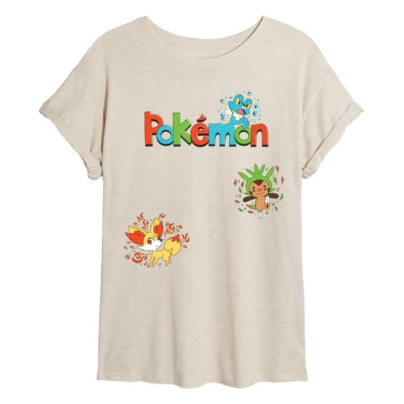 Pokémon - Chespin, Fennekin, Froakie  - Womens Oversized Graphic T-Shirt