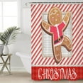 thumbnail image 3 of Christmas Shower Curtain Gingerbread Man Shower Curtains for Bathroom Decor Red Stripes Wood Grain for Christmas Decoration Bath Curtains Sets with Hooks Waterproof 36" W x 72" L, 3 of 6