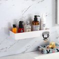 thumbnail image 3 of White Self-Stick Shower Shelf - No-Drill Floating Tile Organizer for Bathroom, Strong Adhesive Plastic Storage Solution, 3 of 5