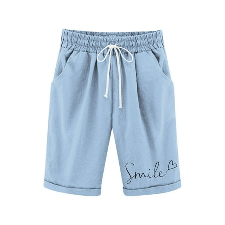 QUOTAY Girls Shorts Elastic Waist Shorts Casual Solid Color Comfy Lightweight with Pockets for Kids Cute Shorts Light Blue_003 140