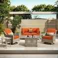 thumbnail image 2 of Ovios 6 Pieces Patio Furniture Set with Swivel Rocking Chair All-Weather Wicker Outdoor Conversation Sectional Set with Solar Lamps Coffee Table, 2 of 12