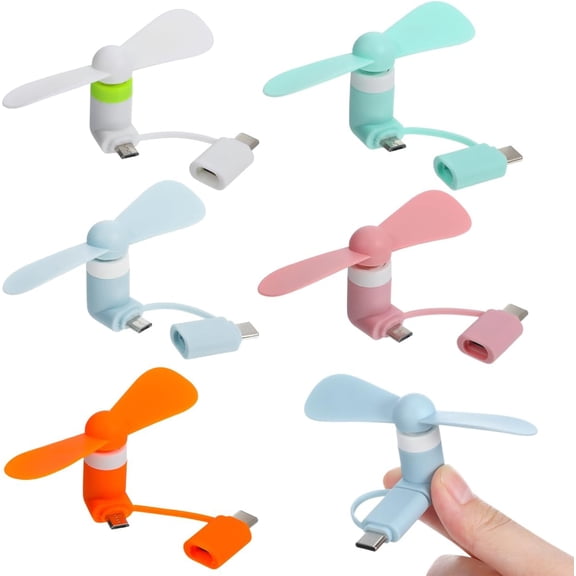 5pcs Cell Phone Mini Fan,Portable USB Cooling Fan Compatible for Type C and Smartphone-Random Color