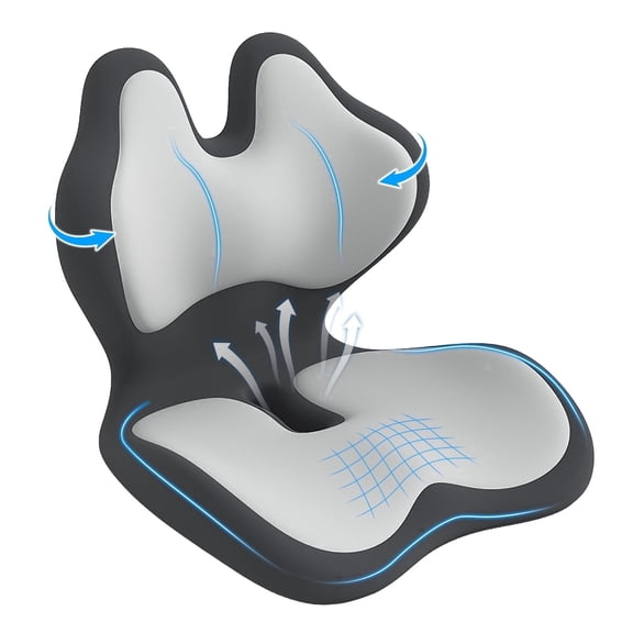 AMTPM Seat Cushion for Desk Chair, Breathable Non-Slip Office Chair Cushion, Ergonomic Back Support Pillow for Car, Home, Office - Relieve Tailbone & Sciatica Pain