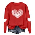 thumbnail image 7 of Hearts Printed Tops for Women Cute Valentines Day Holiday Outfits Long Sleeve Crewneck Sweatshirt Lover Gifts (XL, Red #E), 7 of 7