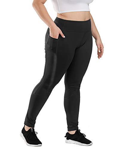 Uoohal Plus Size Active Leggings for Women High Waist Yoga Pants with Pockets Running Workout Athletic Pants