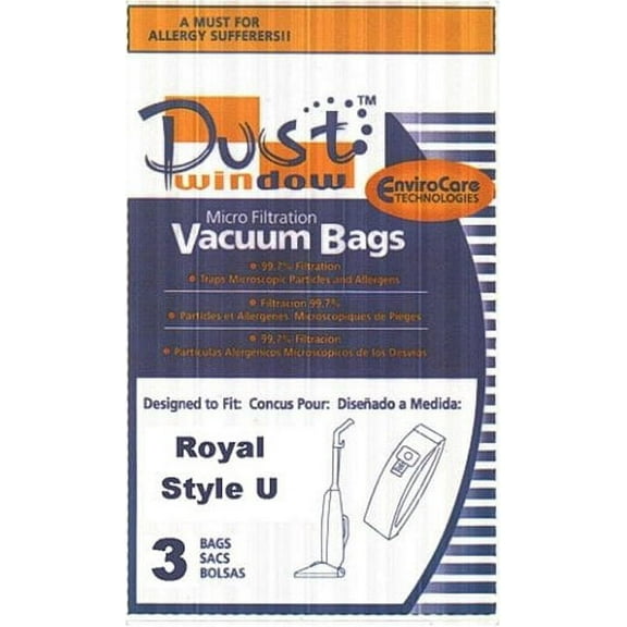 Royal Style U Vacuum Bags Microfiltration with Closure - 3 Pack