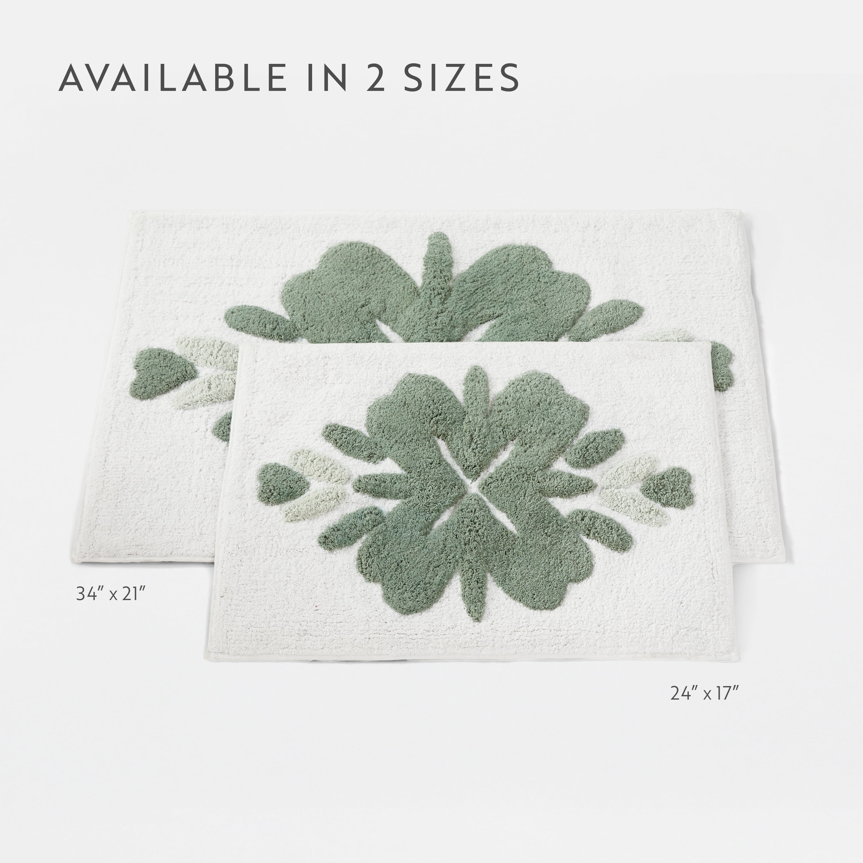 100% Cotton Floral Patterned Bath Mat by Comfort Canopy, Sage Flower, 34" x 21"