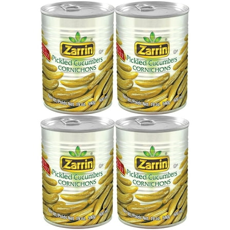 Zarrin - Pickled Cucumber Cornichons, 19 Oz (Pack of 4).