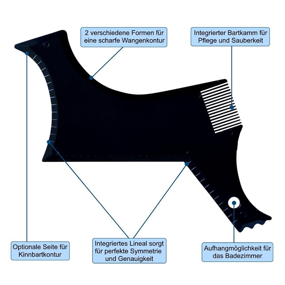 Beard Guide Shaper Multiple Edge Beard Shaping Tool for Beard Styling Shaping Works with any Beard Razor Electric Trimmers or Clippers