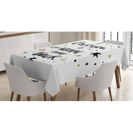 - I Love You Tablecloth, Hand Drawn I Love You to the Moon and Back Quote with Stars Celebration Theme, Rectangular Table Cover for Dining Room Kitchen, 52 X 70 Inches, Cocoa Black, by Ambesonne