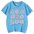 thumbnail image 4 of PMVFHDE Hauts pour Filles Hauts Basiques Tendance pour Fille Manches Courtes T-Shirts pour Fille Grande Taille T-Shirts Graphiques Imprimés Col Rond Manches Courtes T-Shirt Bleu, 8-9 Ans, 4 of 5