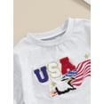 thumbnail image 6 of Musuos Infant Baby 4th of July Romper 3M 6M 12M 18M Letter Star Embroidery Round Neck Short Sleeve Bodysuit Summer Jumpsuit for Boys Girls, 6 of 10