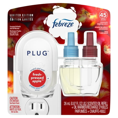 Febreze Plug Air Freshener Scented Oil Refill and Oil Warmer, Fresh-Pressed Apple, 1 Ct