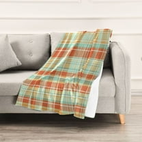 Orange Red Lines Grid Throw Blanket 60" x 90" Soft and Warm Blankets for Couch Sofa and Bed