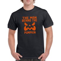 "The Man Behind The Pumpkin" Halloween Costume Men Black T-Shirt, Male Medium