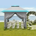thumbnail image 5 of Outdoor Waterproof 10' x 10' Pop-Up Canopy & Instant Shelter, Portable Enclosed Gazebo Tent with 4 Removable Sidewalls, Blue&White, 5 of 15