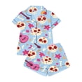 thumbnail image 4 of Womens Halloween Pajamas Short Sleeve Button Down Shorts Printed Loose Casual Nightwear Sleepwear 2 Piece Set Light Blue M, 4 of 4