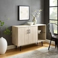 thumbnail image 1 of Walker Edison Theo Mid Century Modern 2 Door Asymmetrical Glass Shelf Buffet, 44 Inch, Birch, 1 of 5