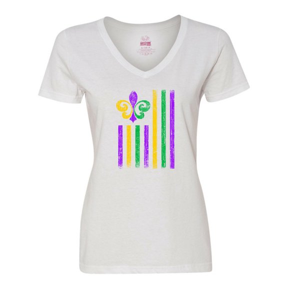 Inktastic Mardi Gras Flag 2 Women's V-Neck T-Shirt