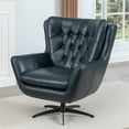 thumbnail image 3 of Pemberly Row Modern Midnight Blue Tufted Faux Leather Swivel Chair, 3 of 13