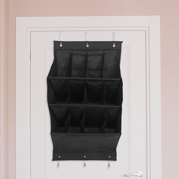 SHOWERORO Organizador De Zapatos Colgante Para Puerta Color Negro Con 12 Compartimentos Y Resistente