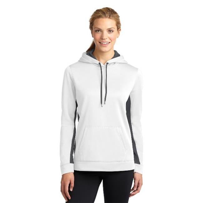 Sport Tek Ladies Sport Wick Fleece Colorblock Hooded Pullover. Lst235 M White Dark Smoke Grey Walmart