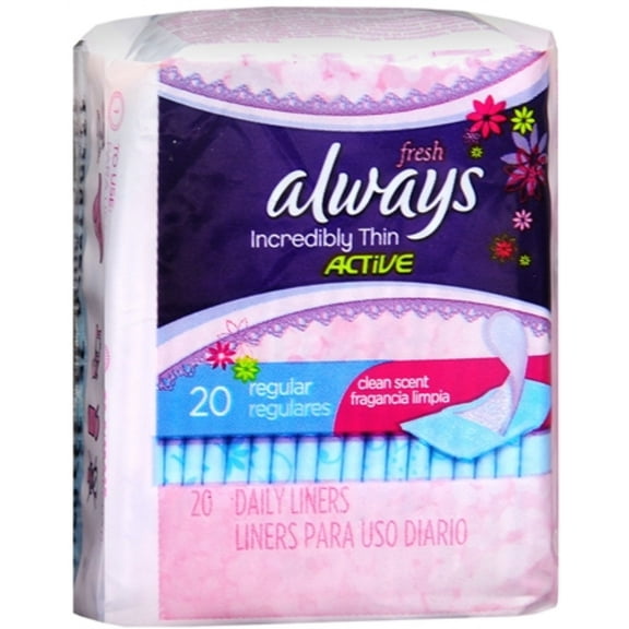 Always Thin Pantiliners Regular Clean Fresh Scent 20 Each (Pack of 6)