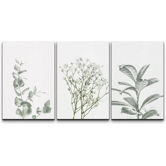 wall26 Wall Art Print Set Pastel Forest and Jungle Plant Close Ups Nature Plants Digital Art Modern Art Rustic Landscape Relax/Calm for Living Room, Bedroom, Office - 24"x36"x3