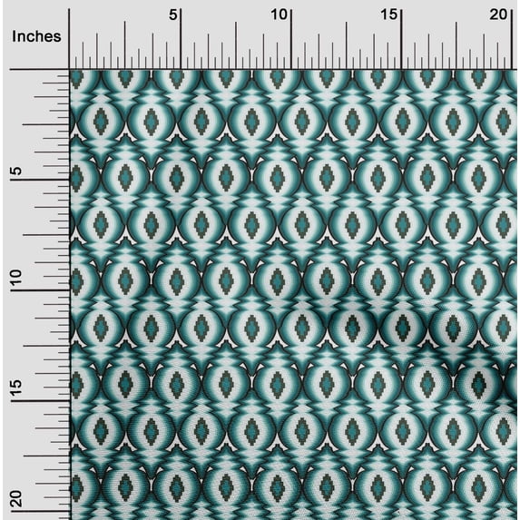 oneOone Cotton Silk Fabric Ogee Flame Stitch Print Fabric By The Yard 42 Inch Wide
