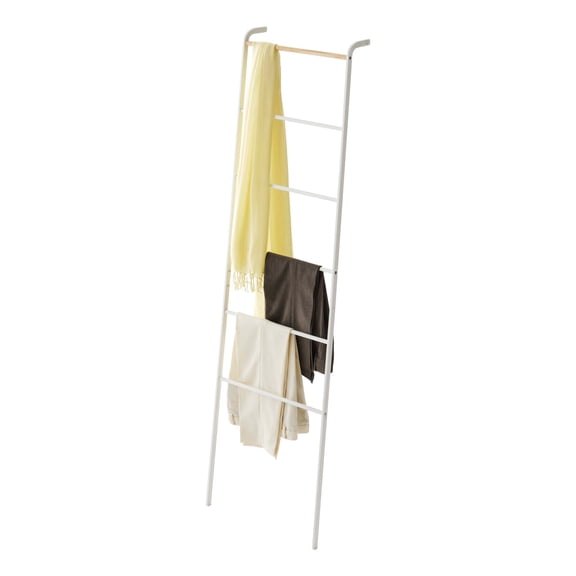 Yamazaki Home Leaning Storage Ladder, White, Steel, Supports 13.2 pounds