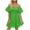Green, variant on Plus Size Dresses for Women 2026 Fashion Off The Shoulder Bubble Short Sleeve Pleated High Waist Dress