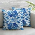 thumbnail image 3 of Creowell Flower Pattern Navy Blue Throw Pillow Covers, Blue Accents Pillow Decor, Blue Accents Theme Room Decor, Pillow Cases for Sofa Bed Couch,  modern Theme Room Decor 24x24in, 3 of 5