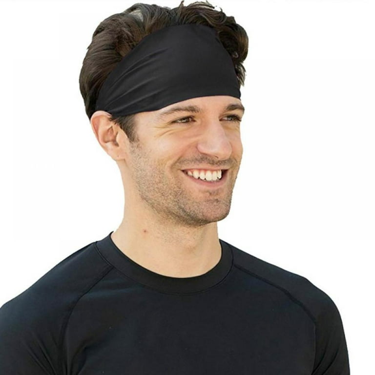 Spencer Pack of 2 Yoga Sports Headbands Elastic Wicking Non Slip Sweatband  Hair Wrap for Running Sports Fitness fits All Men & Women