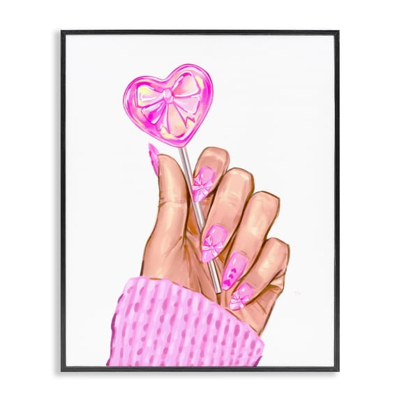 Pink Fashion Bow Lollipop Black Framed Giclee Art, design by Ziwei Li