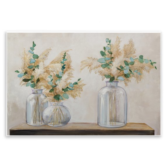Stupell Industries Pampas & Eucalyptus Botanical & Floral Painting Unframed Art Print Wall Art, 15 x 10