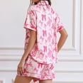 thumbnail image 4 of Emy Dola S-2XL Women Summer Pajamas Set Short Sleeve Button Down Loungewear Sets 2 Pieces Pjs Set Bowknot Valentine's Sleepwear, 4 of 9