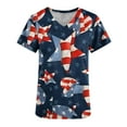 thumbnail image 4 of Dyegold Summer Tops for Women 2023, Short Sleeve Henley Shirts Womens Summer Scrubs Top Stretch Uniform Nursing Tunic American Flag 4th July V-Neck ​Blouse, 4 of 5