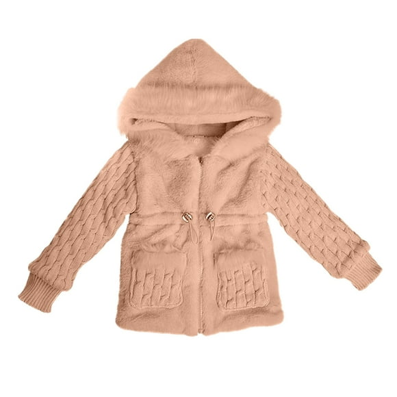 cfhntfmh Infant Newborn Clothes Fuzzy Winter Warm Coats with Hooded Snowsuit Outerwear Jackets Baby Girl Outfit