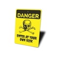 thumbnail image 4 of Danger Sign, Skull Sign, Crossbones Sign, Enter Own Risk Sign, Danger Enter Sign, Haunted House Decor, Skull Aluminum Decor - 10x14 inches, 4 of 4