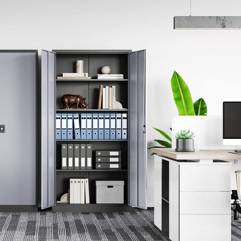 【ベル】CEO Cabinet Storage Set MIIIKO Metal Storage Cabinet with Locking Doors, Black