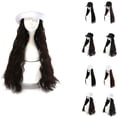thumbnail image 3 of Chapeau Perruque Long 60cm pour Femmes, micro Rouleau Perruque Grande Vague Casquette de Baseball Cosplay, 3 of 8